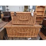 Two wicker picnic baskets