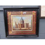 Gouache of St. Pauls cathedral in decorative frame