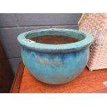 Blue glazed pot
