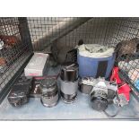 Cage with a qty of cameras and lenses