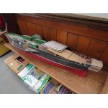 The hull to a model paddle steamer