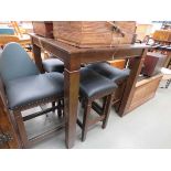 Gaming table with chess board surface and four stools