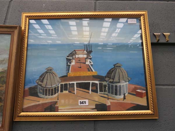 Oil painting of a pier