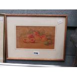 Watercolour of still life with peaches