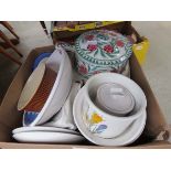 Box containing a qty of Port Meirion and other crockery plus mixing bowls