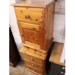 (2006) Pine 3 drawer bedside and similar pine single door bedside with single drawer