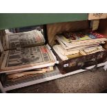 Shelf of ephemera, some contained in leather briefcase, relating primarily to the royal family