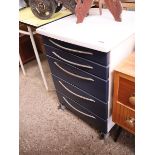 Mobile 5 drawer chest with 2 drawer fronts and white surface