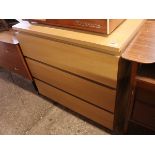 Modern oak effect 3 drawer bedroom chest