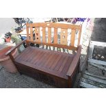 Teak garden bench with storage under