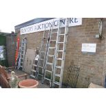 3 double extending aluminium ladders with 3 tread aluminium stepladder