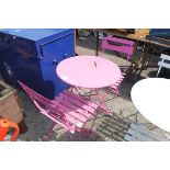 Pink bistro table with 2 matching chairs