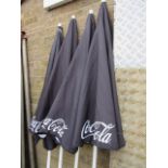 4 Coca Cola branded garden parasols