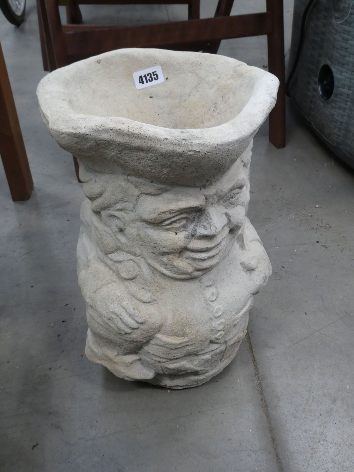 Toby jug style concrete pot