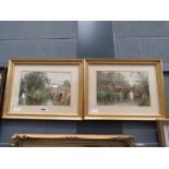 Pair of framed and glazed watercolours of streams and bridge