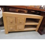 Oak entertainment unit with 4 drawers to side