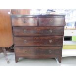 Flame mahogany chest of two over three drawers