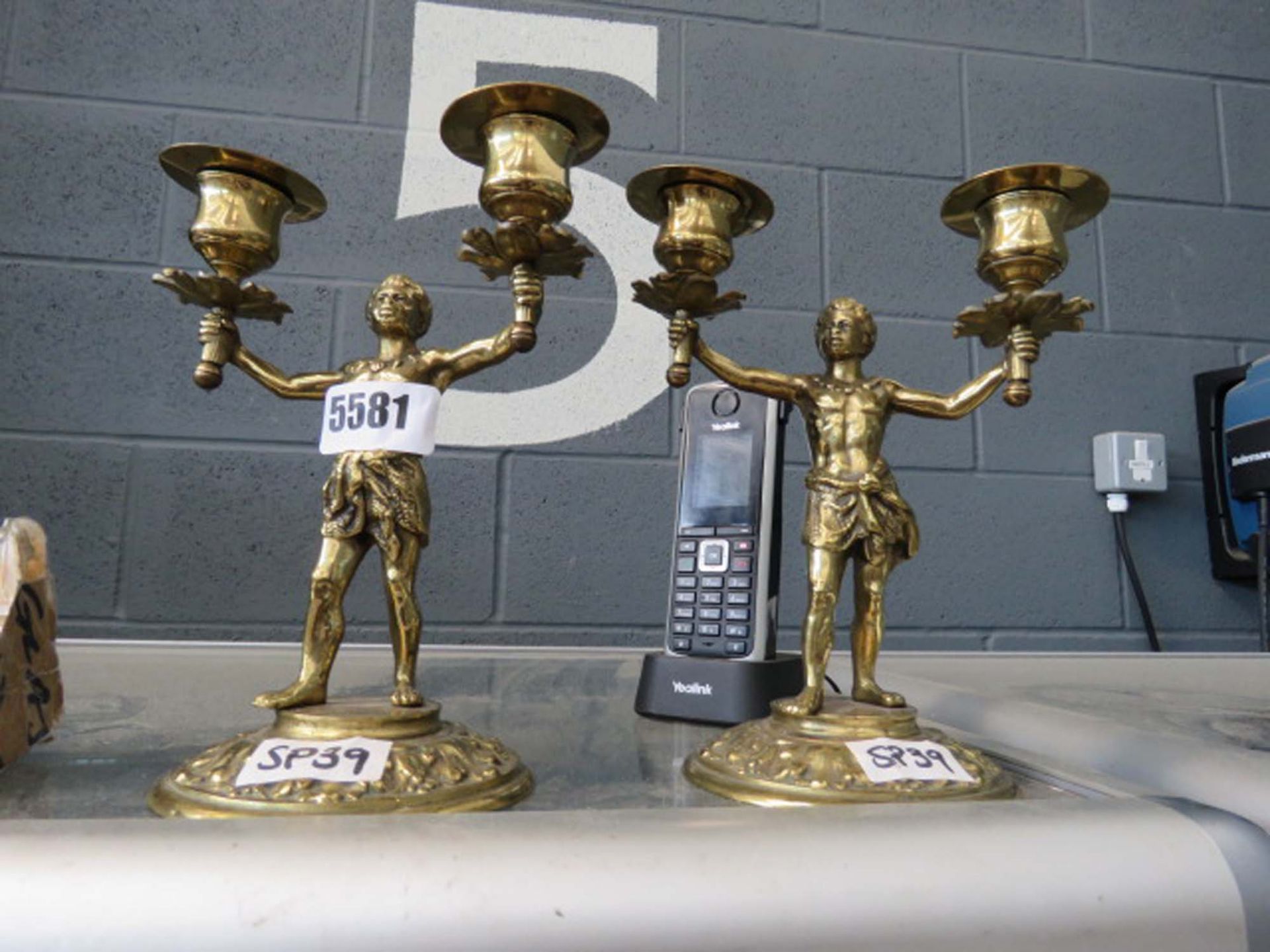 Pair of brass 2 branch candlesticks