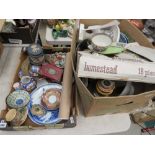 2 boxes containing oil lamp, general crockery and Oriental ceramics