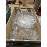 Box containing a quantity of glass baskets, decanters and wine glasses