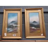 Pair of framed and glazed Frank Holmes gouache pictures of Highland scenes