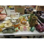 Quantity of Sadler vegetable-shaped pots plus honey pots, egg cups, floral-patterned crockery and