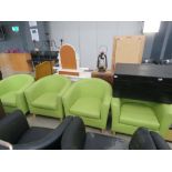 Four green leather effect tub chairs