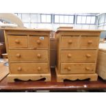 Pair of pine 4 drawer bedside cabinets