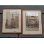 Pair of framed & glazed Earnest George Victorian urban watercolours