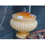 Murano amber glass Italian lidded pot