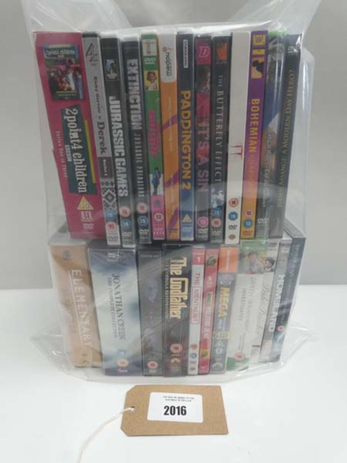 Bag containing quantity of DVD films and boxsets