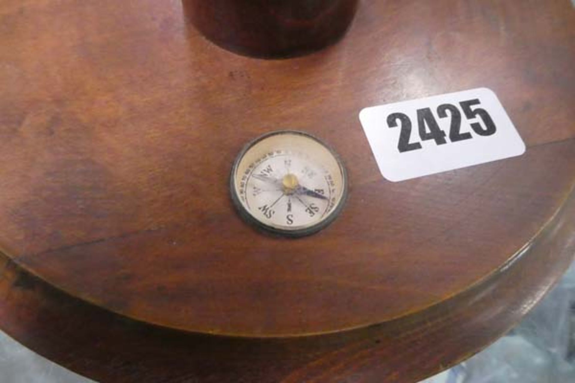 Vintage globe on wooden stand with built in compass - Image 3 of 3