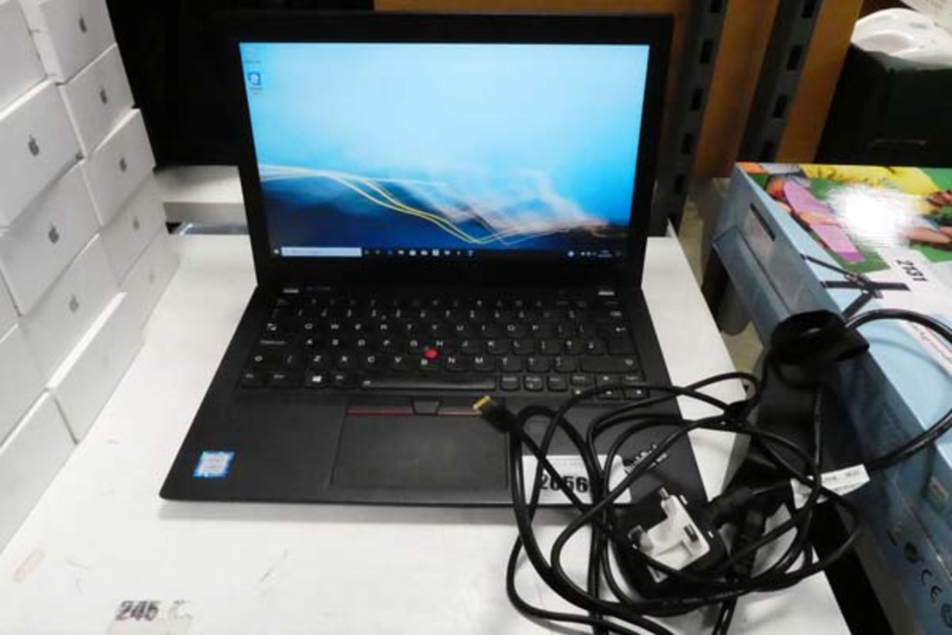 Lenovo Thinkpad model X280. Intel i7 8th generation processor, 16GB RAM, 256GB storage, Windows 10