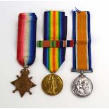 A First World War trio of medals awarded to 19746 Pte. F.J.