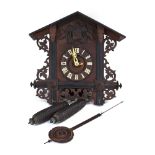 An early 20th century Black Forest cuckoo wall clock modelled as a chalet, h.
