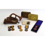 A group of five various First World War medals together with a cased Liverpool City Police good