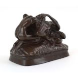 After Joseph-Maria-Thomas Lambeaux, a bronze figural group modelled as a pair of lovers, h.