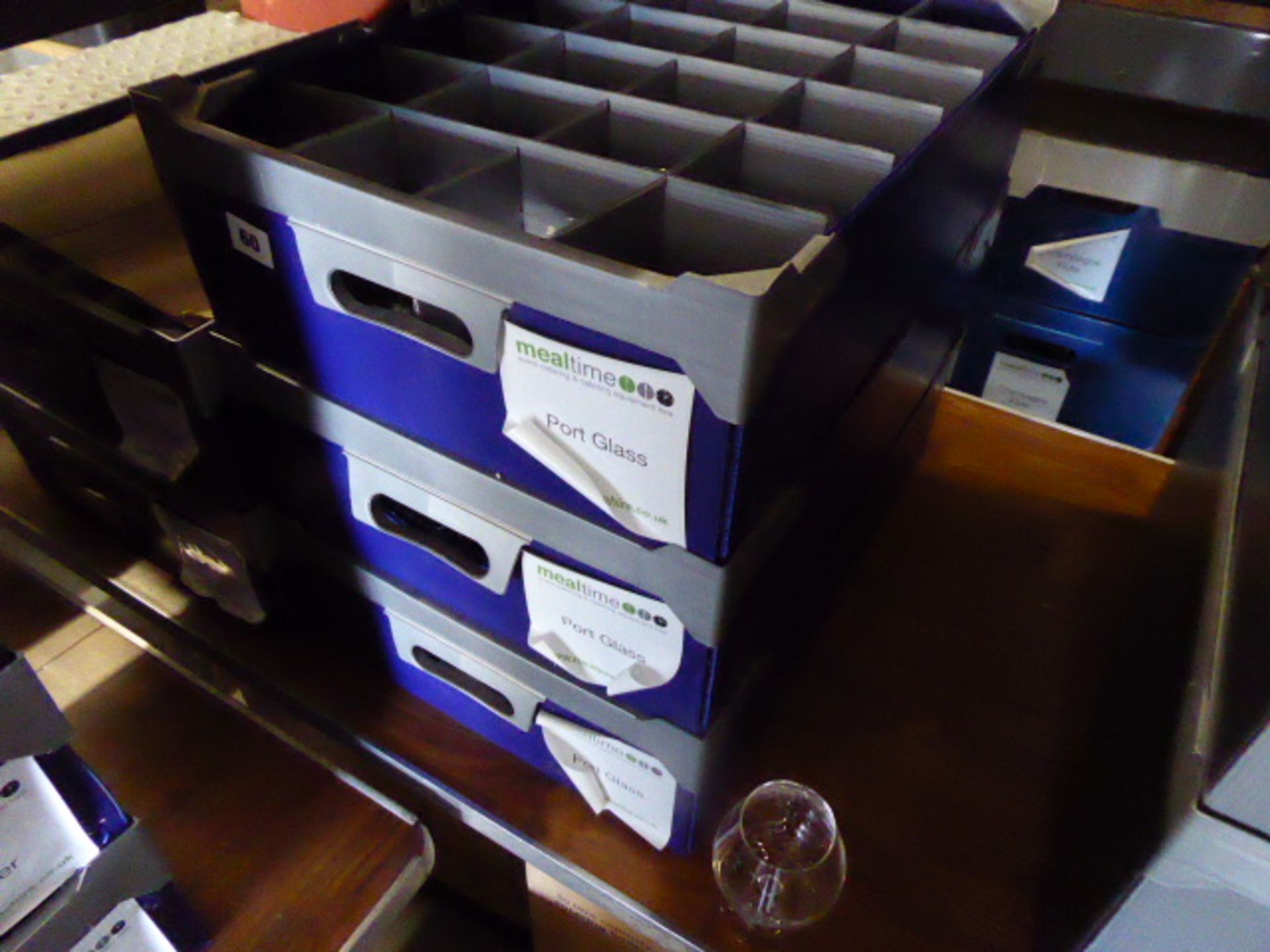 Stack of 5 plastic boxes containing approximately 110 port glasses - Image 2 of 2