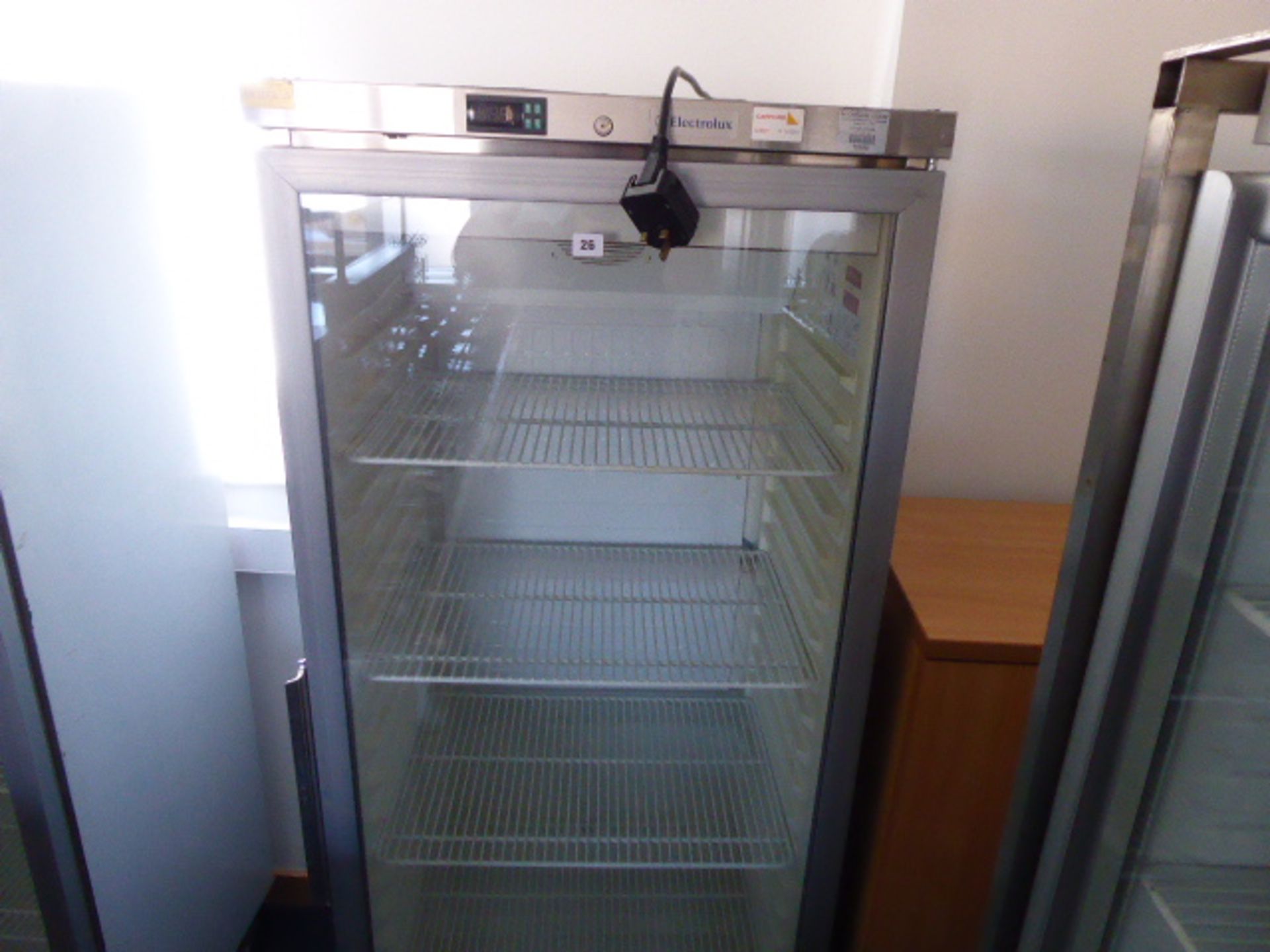 70cm Electrolux glass fronted display fridge on castors