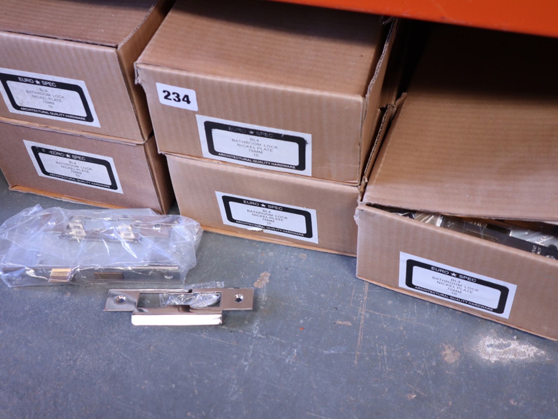 5 boxes of 10 Euro Spec BL4 bathroom locks, nickel plate 76mm