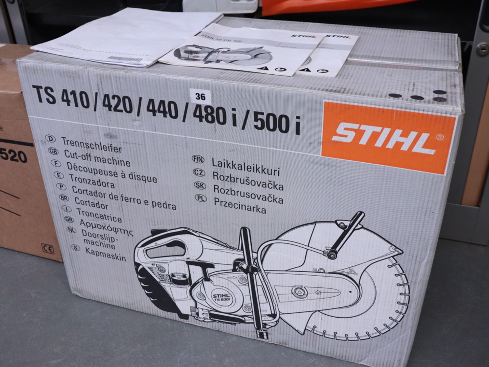 Stihl TS410 petrol engine site saw in original box with instructions