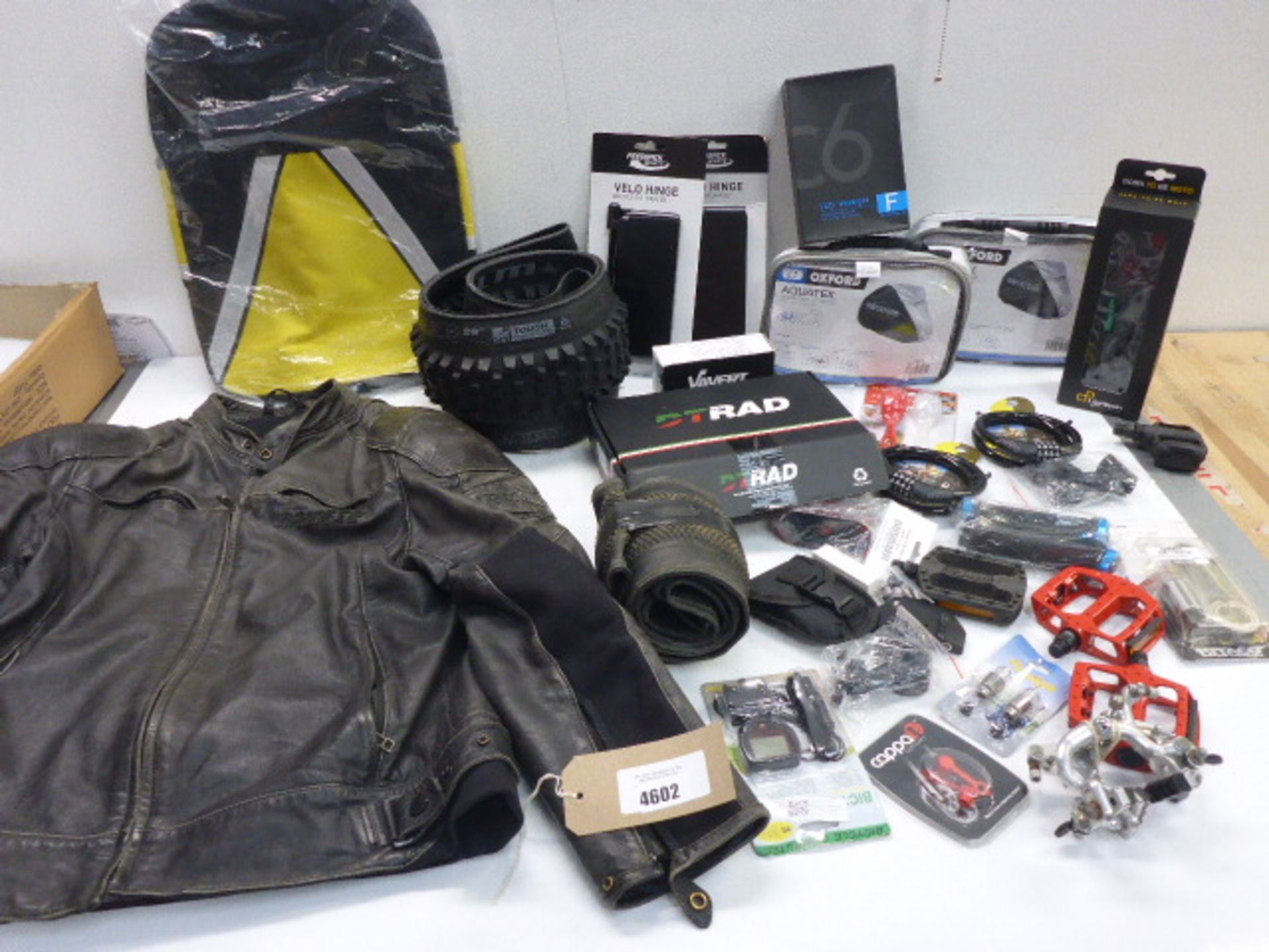 Motorbike & Bicycle products including Velo Hinge, Bike covers, Leather jacket, tyres & inner tubes,