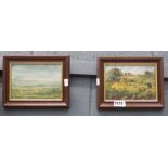 Pair of oils on board, country scenes