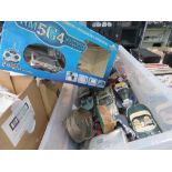 Box containing classical toy cars