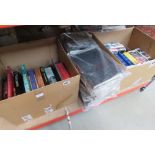 Two boxes of antique guides plus collectors books and several stacks of Colliers encyclopedia
