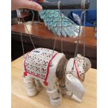 Painted articulated elephant puppet