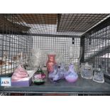 Cage with a qty of Royal Brierley crystal plus other glassware