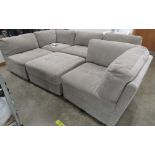 6 piece modular grey fabric corner suite to include a footstool