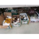 Six boxes containing glassware, quartz clock, ornamental dray horse and household goods