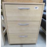 Beech finished 3 drawer bedside cabinet